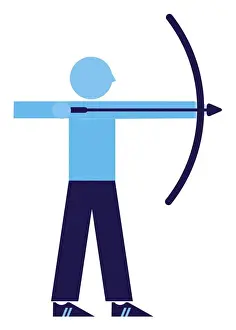 Archery Prints: Digital illustration representing archer aiming bow and arrow