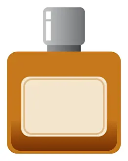 Whisky Prints: Digital illustration representing blank label on square whisky bottle