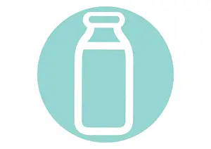 Digital illustration representing bottle in blue circle