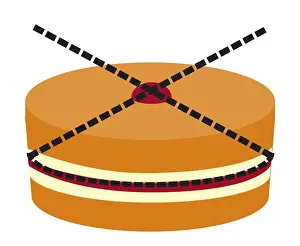 Dividing Prints: Digital illustration representing cake divided equally