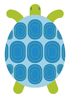 Tortoise Prints: Digital illustration representing a colourful blue and green tortoise