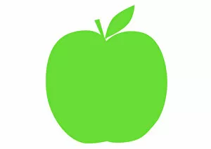 Healthy Eating Collection: Digital illustration representing green apple