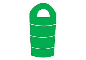 Digital illustration representing a green sleeping bag
