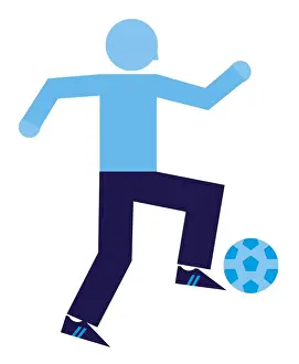 Arms Up Prints: Digital illustration representing man kicking football