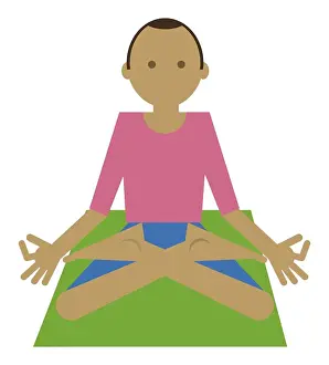 Yoga Prints: Digital illustration representing man sitting in lotus position