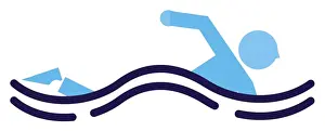 The Way Forward Prints: Digital illustration representing man swimming front crawl through waves
