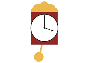 Digital illustration representing pendulum clock showing 4 o clock