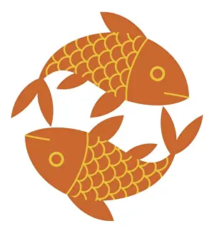 Animal Scale Prints: Digital illustration representing two scaly goldfish