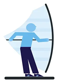 Windsurfing Prints: Digital illustration representing standing on Windsurfing Board