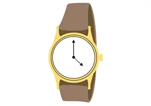 Wristwatch Prints: Digital illustration representing wrist watch showing 4 o clock
