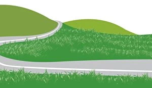 Images Dated 5th February 2009: Digital illustration of road winding through hills