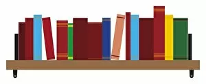 Images Dated 15th May 2017: Digital illustration of row of books on bookshelf