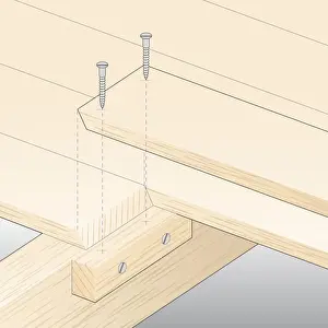 Durability Prints: Digital illustration showing batten screwed to joist below timber floorbaords