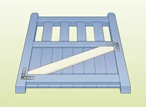 Carpentry Prints: Digital Illustration showing diagonal brace on wooden gate