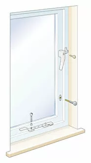 Images Dated 26th January 2009: Digital illustration showing how to lock a casement window