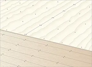 Carpentry Prints: Digital illustration showing plywood sheets nailed on top of boarded floor