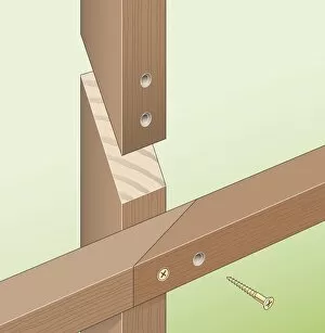 Digital illustration showing how to repair non-structural timber using scarf joint and rust-proof screws