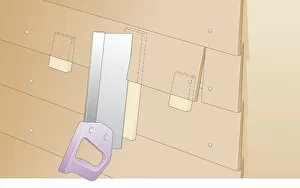 Digital Illustration showing saw cutting small area of weatherboard