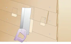 Digital Illustration showing saw cutting small area of weatherboard