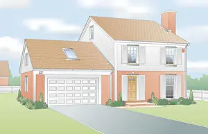 Driveway Prints: Digital illustration showing suburban house with secure doors and windows