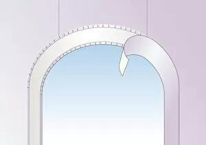 Digital illustration showing how to wallpaper an arch