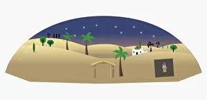 Images Dated 19th October 2010: Digital Illustration of stars in night sky over desert at Christmas