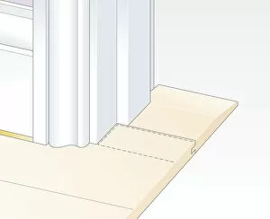 Digital Illustration of threshold woodstrip below architrave