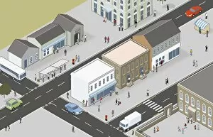 Incidental People Collection: Digital illustration of town centre