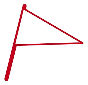 Digital illustration of triangular flag with red outline
