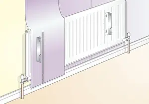 Radiator Prints: Digital illustration of vertical slit in wallpaper to fit over radiator bracket