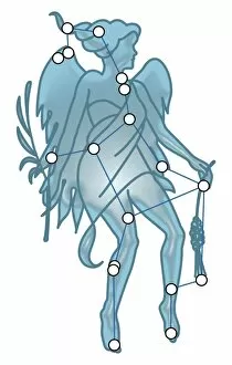 Studio Image Gallery: Digital illustration of Virgo constellation represented as winged virgin