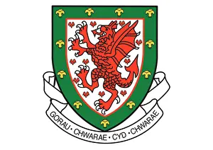 Green Prints: Digital illustration of Wales national football association crest