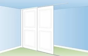Digital illustration wardrobe doors on frame