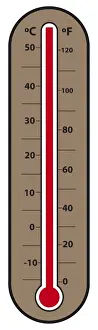 Thermometer Prints: Digital illustration of weather thermometer showing 58 degrees