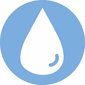 Images Dated 9th May 2011: Digital illustration of white water droplet in blue circle on white background
