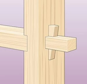 Digital illustration of wood wedging trimmer in stud partition