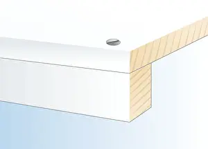 Shelf Prints: Digital illustration of wooden batten screwed to underside of shelf front