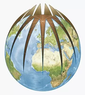 Images Dated 11th May 2010: Digital illustration of World globe divided from top