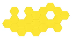Honeycomb Prints: Digital illustration of yellow hexagons shaped in honeycomb pattern