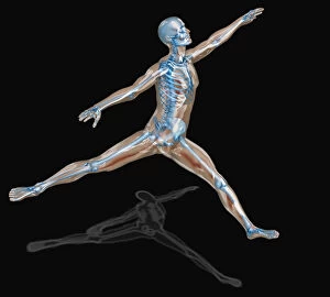 Digitally generated image of human representation dancing ballet