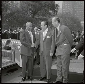 Robert F Prints: Dignitary Leaving Limousine and Meeting Mayor Wagner