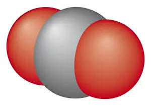 Three dimensional digital illustration of molecular structure of Carbon Dioxide