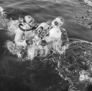 Dimitri Rebikoff Demonstrating Underwater Vehicle