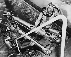 Dimitri Rebikoff Demonstrating Underwater Vehicle