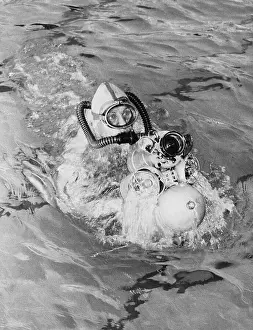 Educational Demonstration Prints: Dimitri Rebikoff Demonstrating Underwater Vehicle