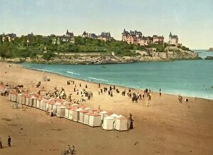Drawing Collection: Dinard beach, Brittany, France, c. 1890, Historic, digitally enhanced reproduction of a