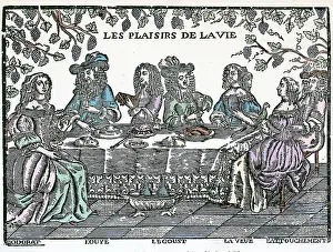 Dining Prints: Diners At Table Show Pleasures: Illus