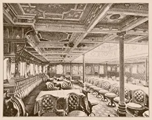 Part of the dining room of the imperial steamer SMS Prinzregent Luitpold. It was the fifth and final vessel of the Kaiser class of battleships of the Imperial German Navy