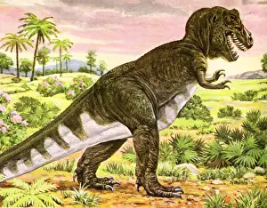 Prints of Paleontology Art Illustration Prints: Dinosaur in the Jungle