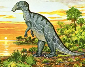 Prints of Paleontology Art Illustration Prints: Dinosaur in the Jungle